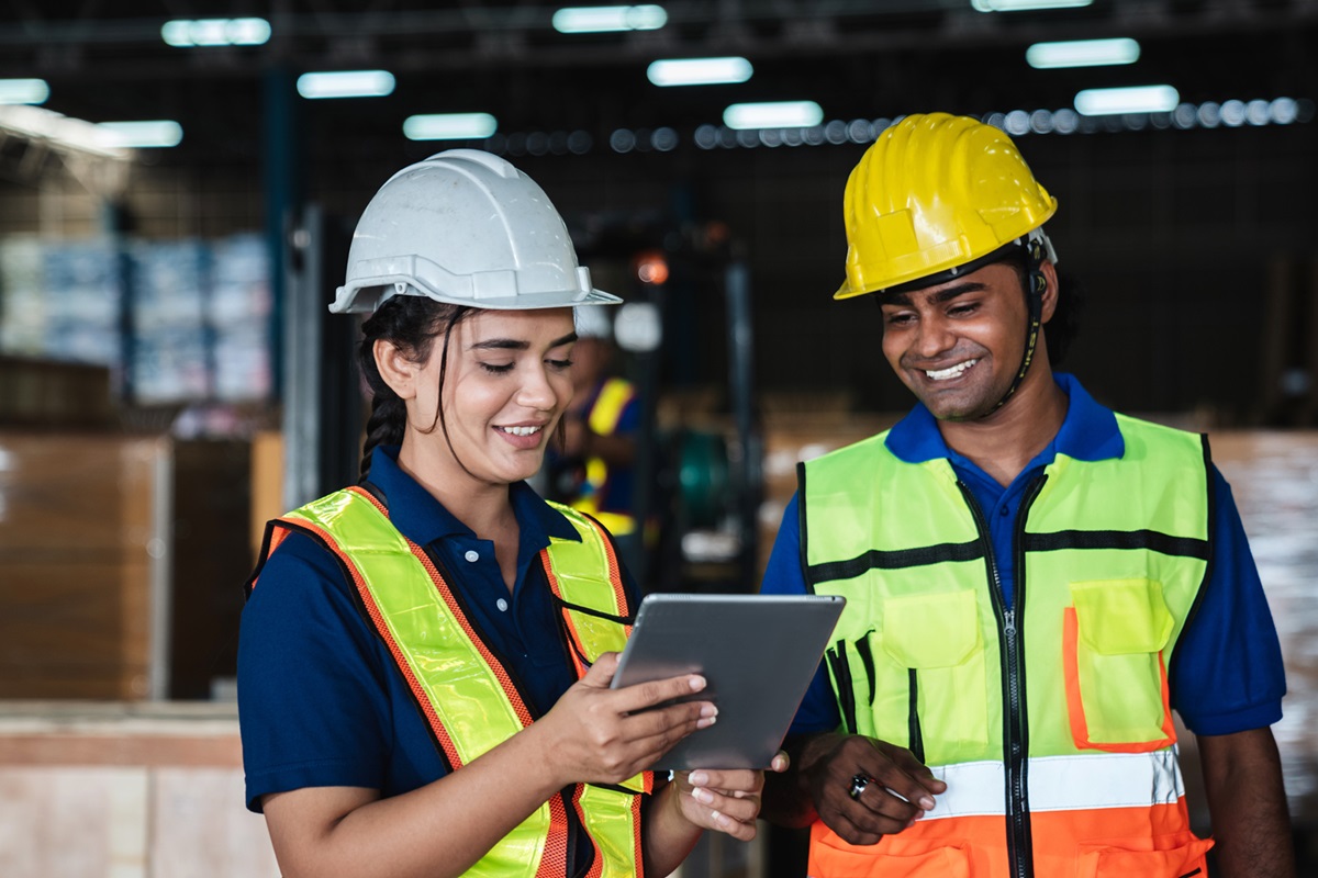 female and male worker people